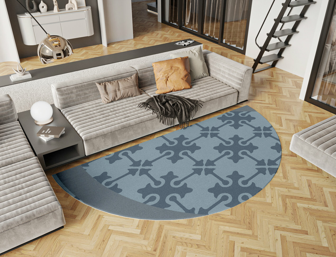 Puzzle Geometric Halfmoon Hand Tufted Pure Wool Custom Rug by Rug Artisan