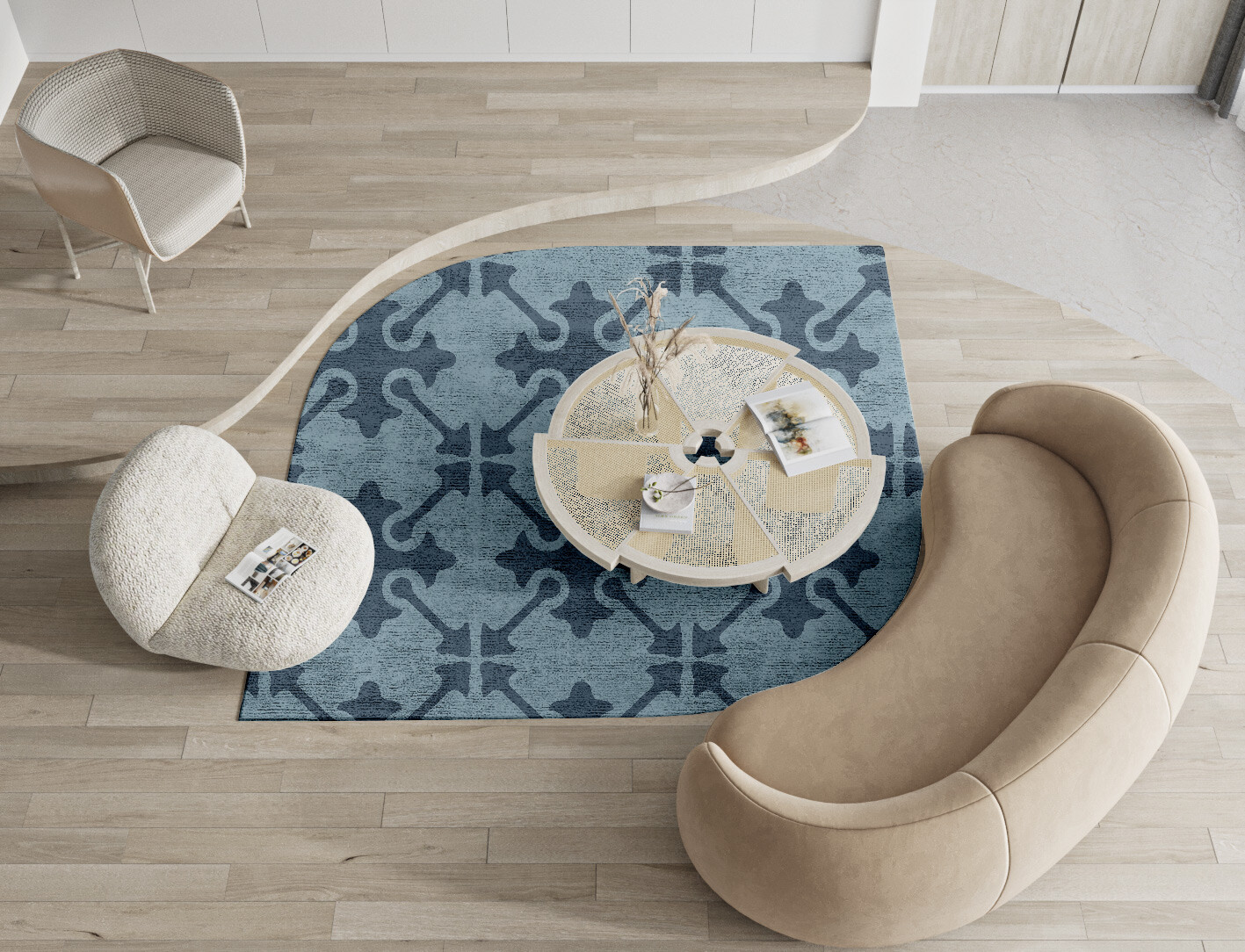Puzzle Geometric Ogee Hand Tufted Bamboo Silk Custom Rug by Rug Artisan