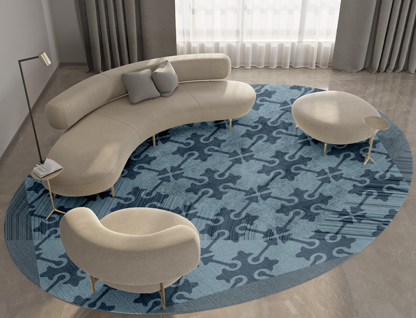 Puzzle Geometric Oval Hand Tufted Bamboo Silk Custom Rug by Rug Artisan