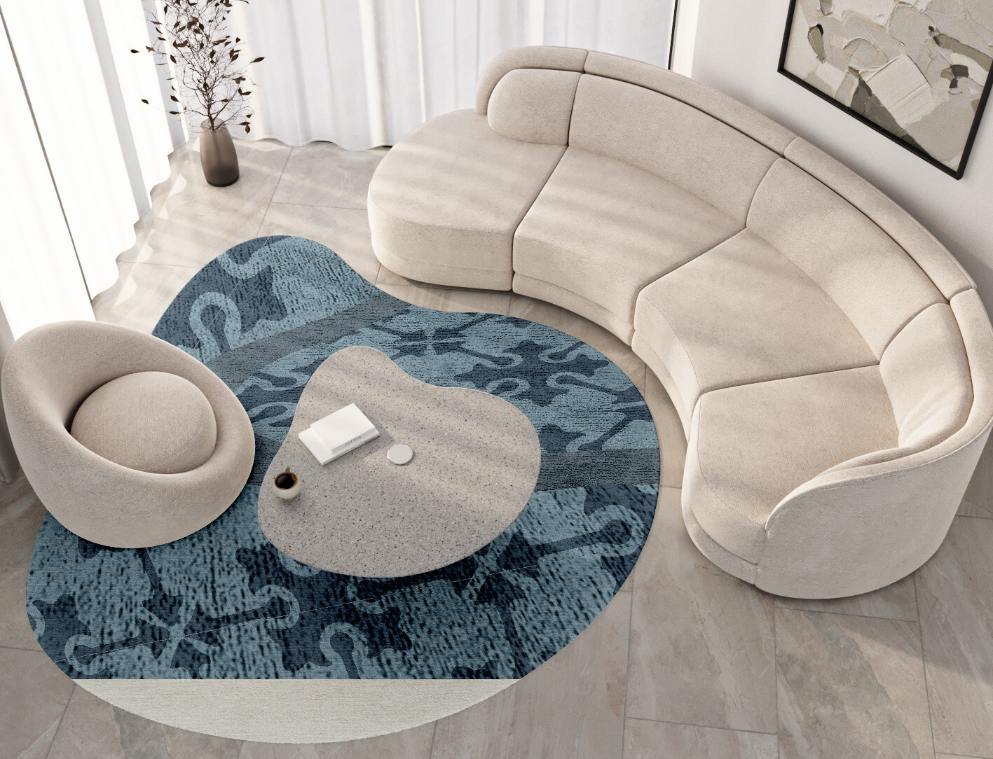Puzzle Geometric Splash Hand Tufted Bamboo Silk Custom Rug by Rug Artisan