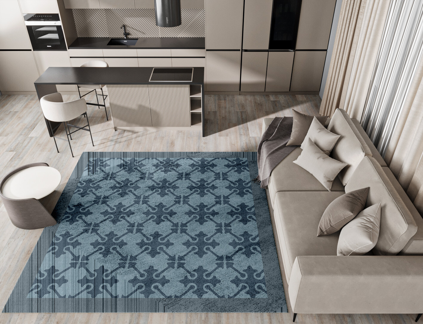 Puzzle Geometric Square Hand Tufted Bamboo Silk Custom Rug by Rug Artisan