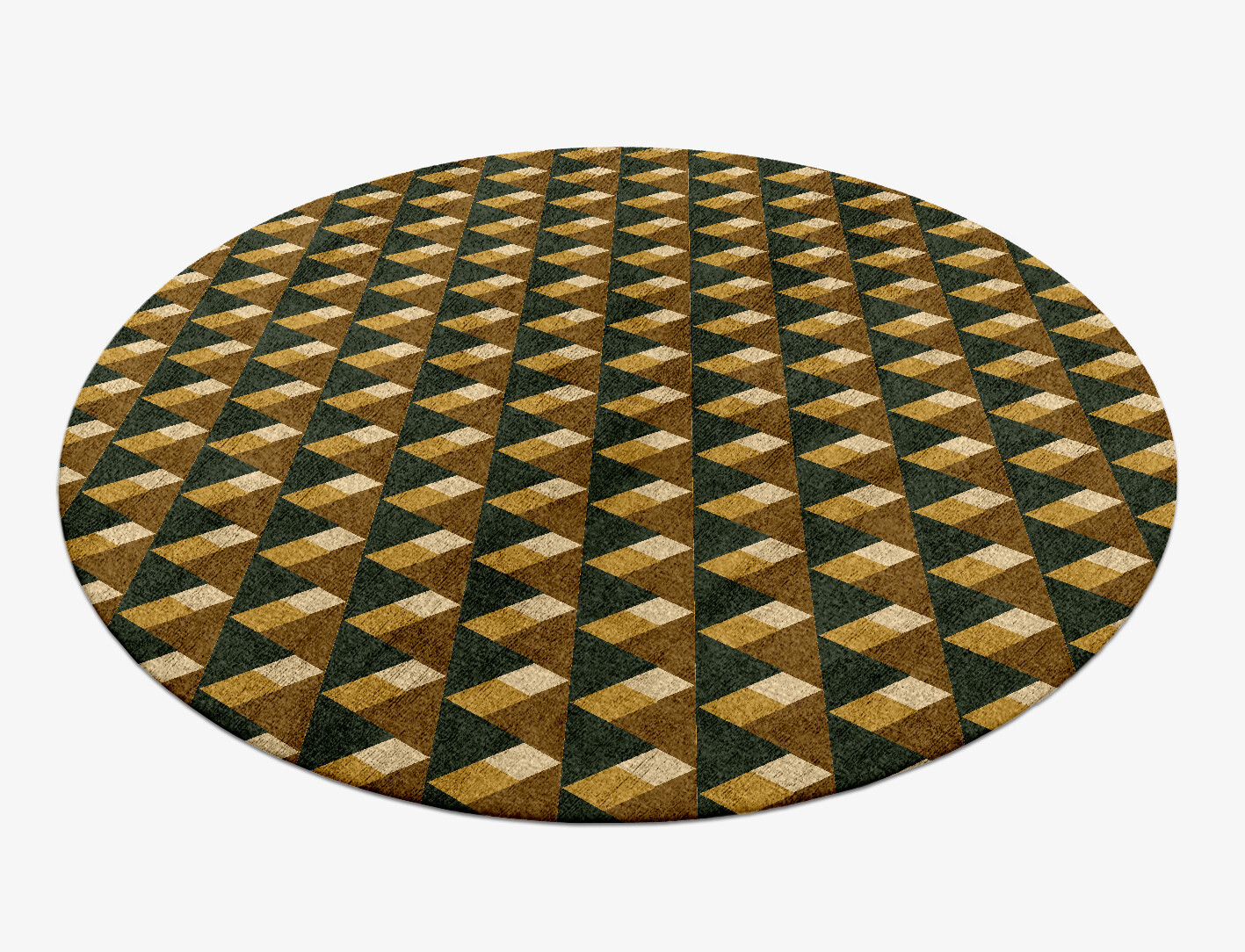 Pyramid Train Geometric Round Hand Knotted Bamboo Silk Custom Rug by Rug Artisan