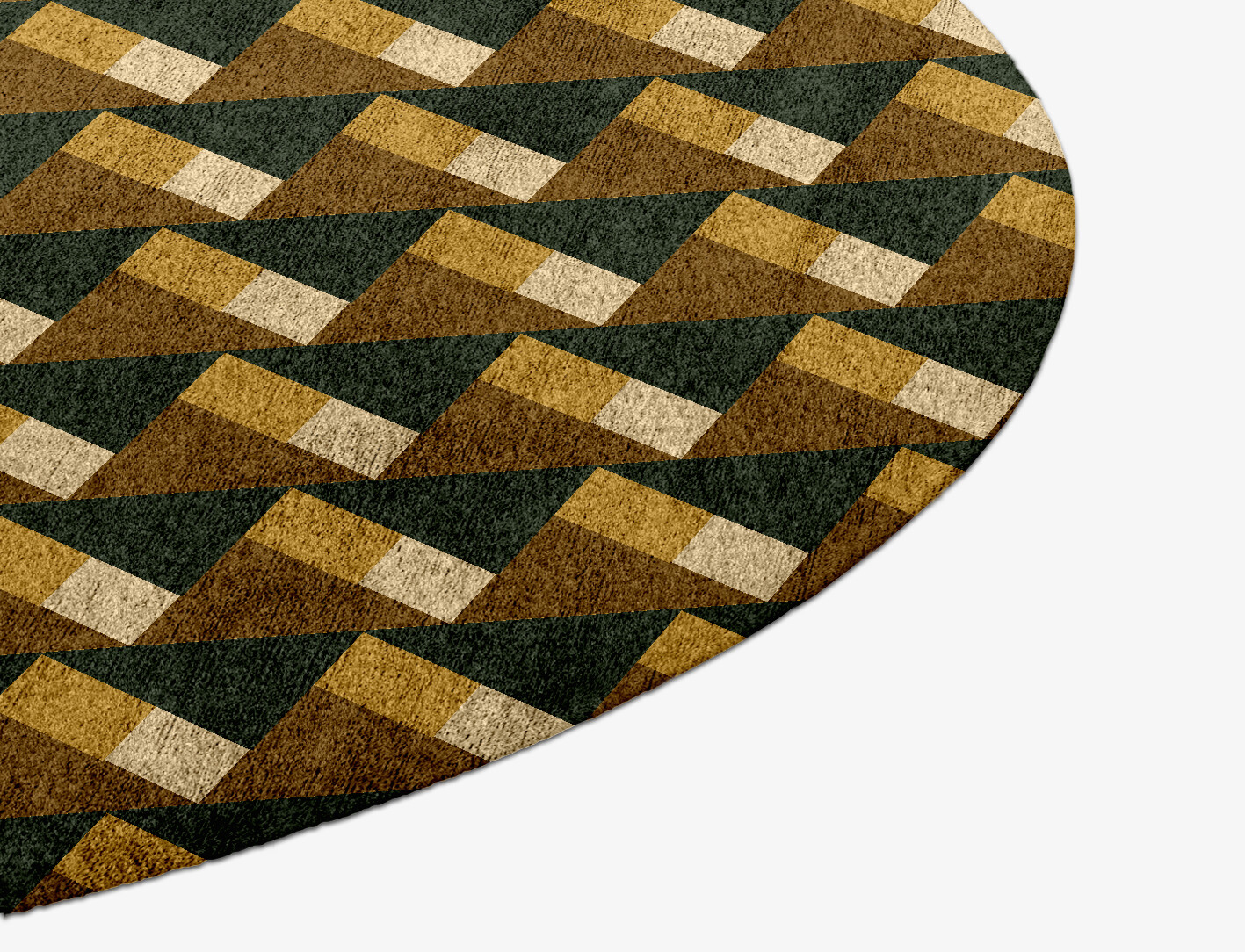 Pyramid Train Geometric Round Hand Knotted Bamboo Silk Custom Rug by Rug Artisan