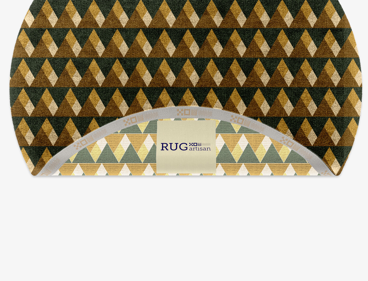 Pyramid Train Geometric Round Hand Knotted Bamboo Silk Custom Rug by Rug Artisan