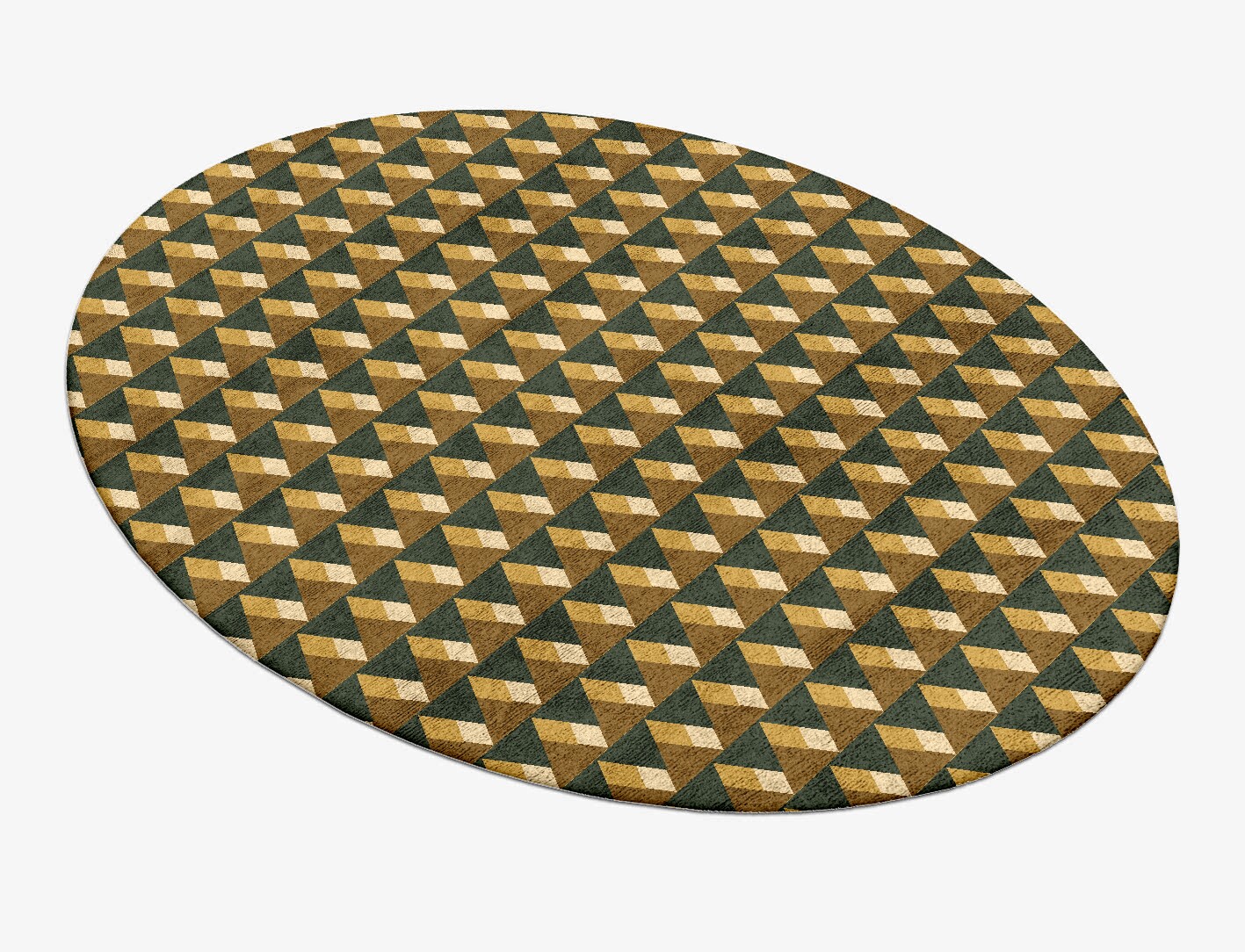 Pyramid Train Geometric Oval Hand Tufted Bamboo Silk Custom Rug by Rug Artisan