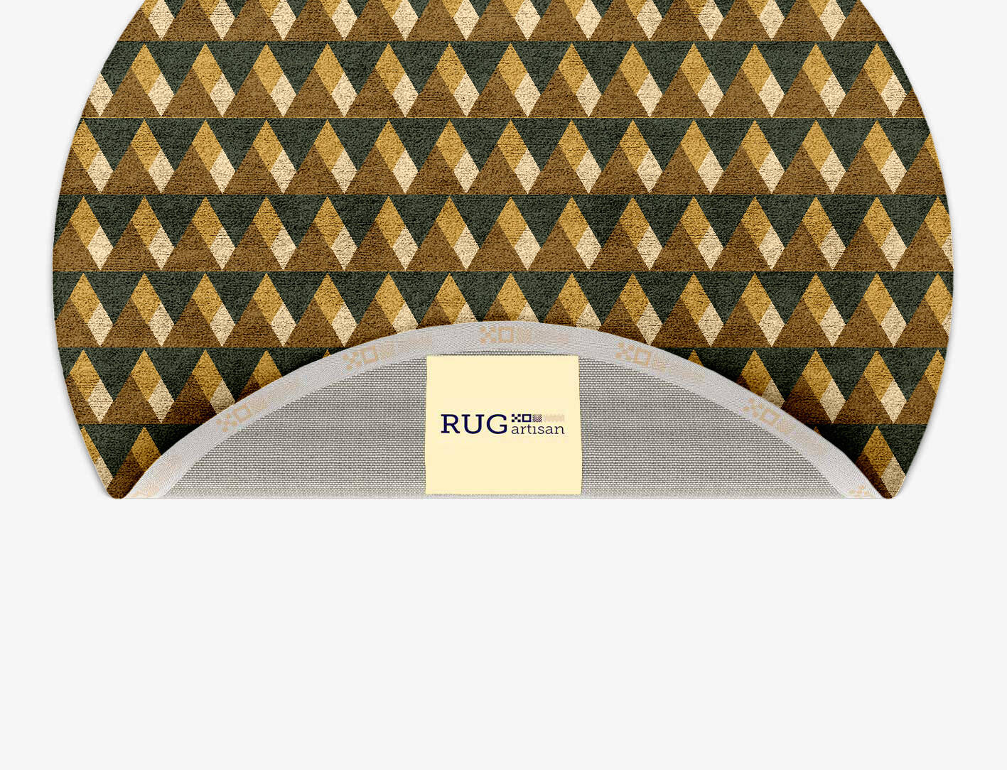 Pyramid Train Modern Geometrics Round Hand Tufted Bamboo Silk Custom Rug by Rug Artisan