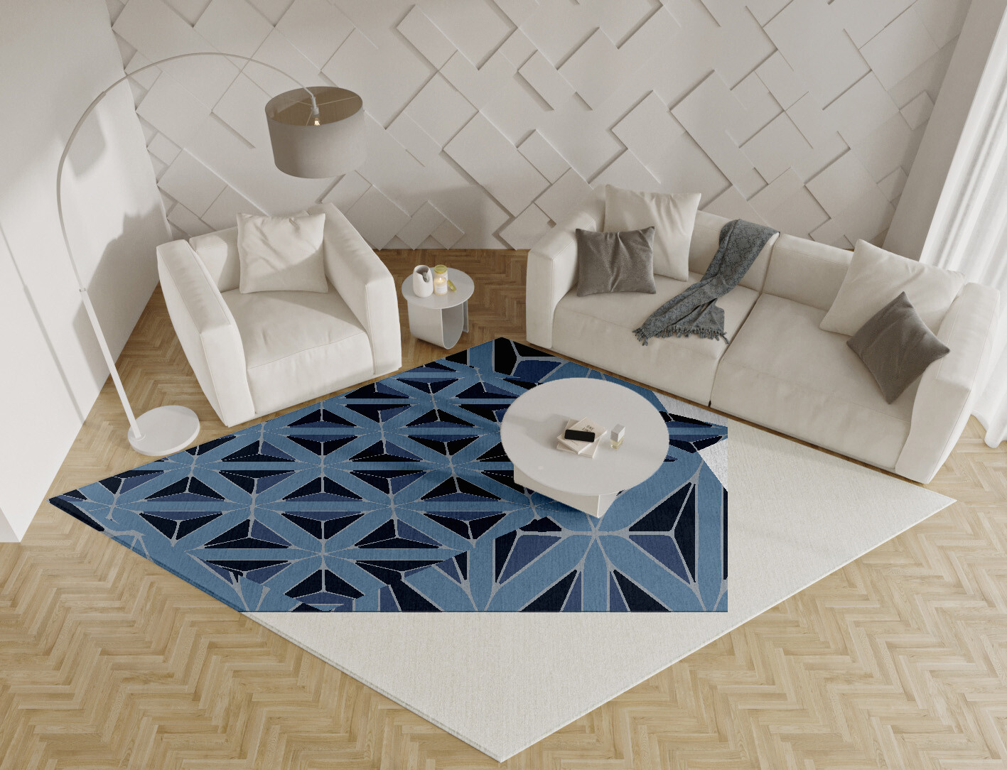 Pyramids Geometric Diamond Hand Knotted Tibetan Wool Custom Rug by Rug Artisan