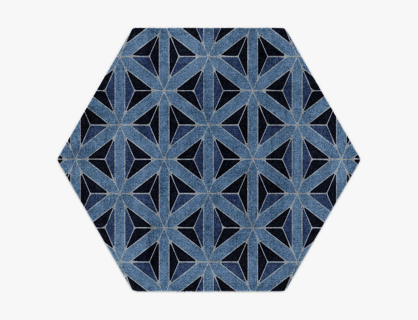 Pyramids Modern Geometrics Hexagon Hand Knotted Bamboo Silk Custom Rug by Rug Artisan