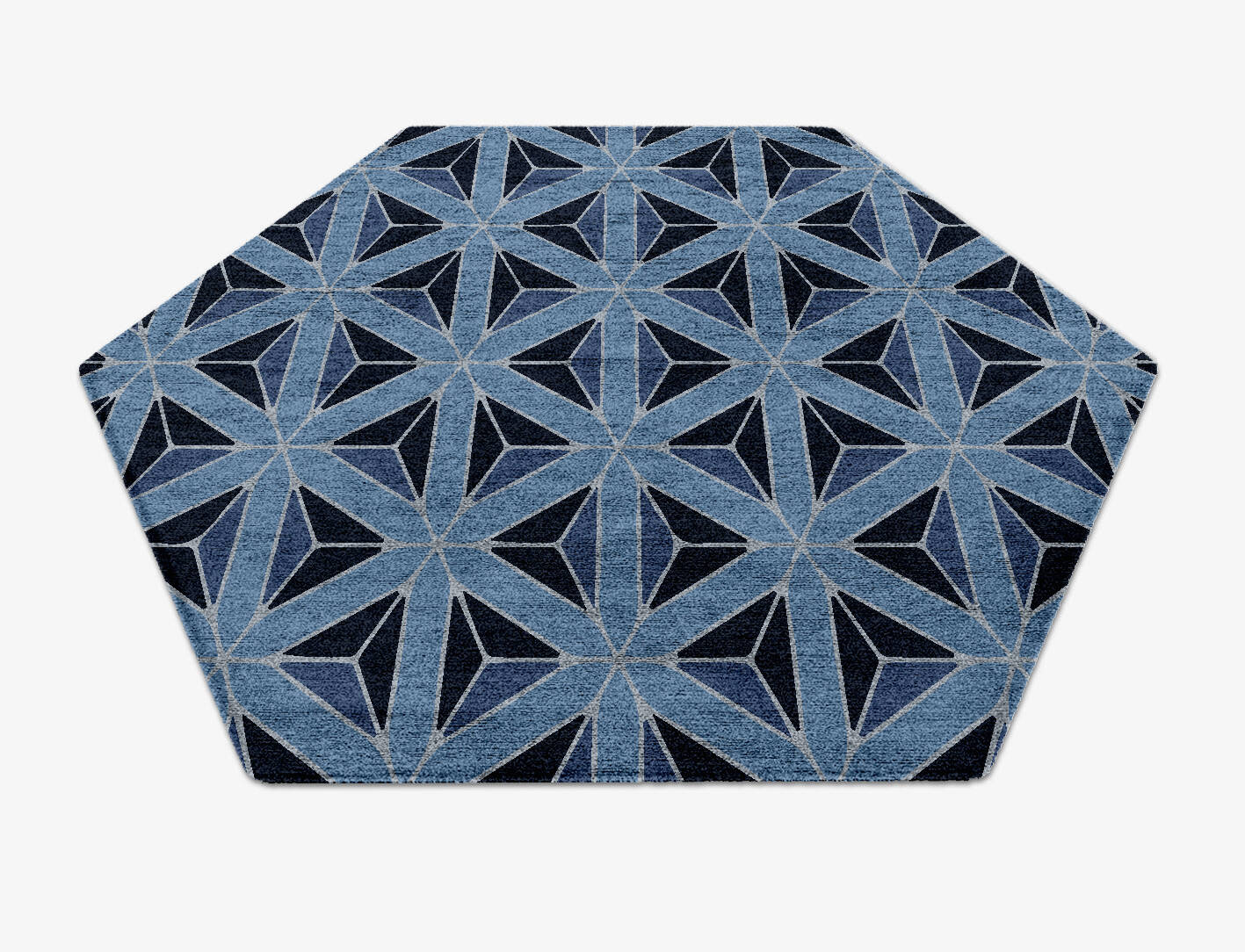 Pyramids Modern Geometrics Hexagon Hand Knotted Bamboo Silk Custom Rug by Rug Artisan