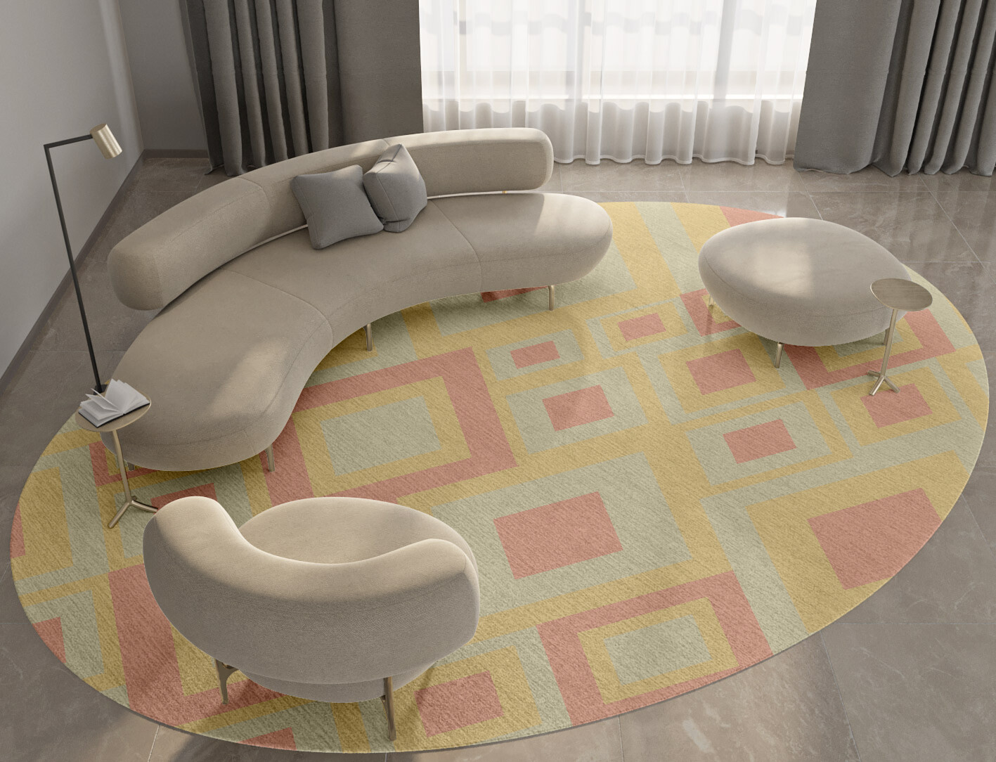 Quad Geometric Oval Hand Knotted Tibetan Wool Custom Rug by Rug Artisan