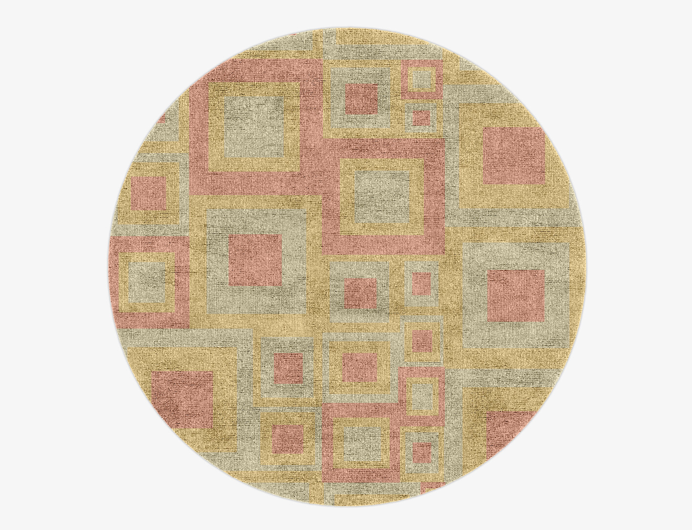 Quad Geometric Round Hand Knotted Bamboo Silk Custom Rug by Rug Artisan
