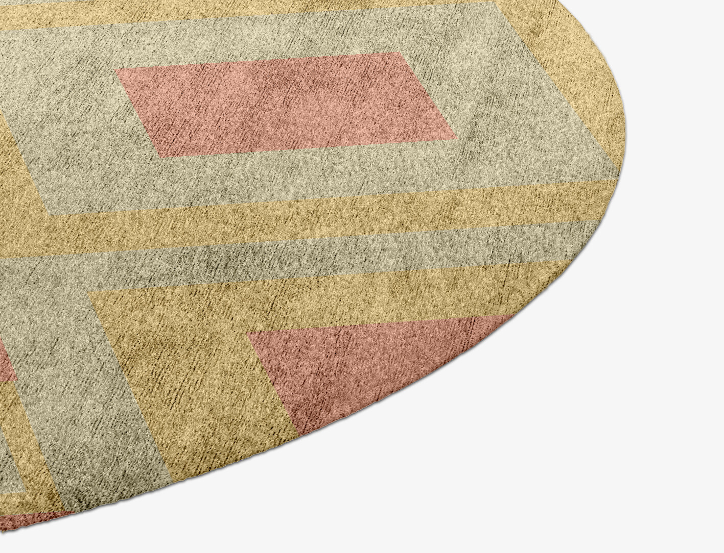 Quad Geometric Round Hand Knotted Bamboo Silk Custom Rug by Rug Artisan