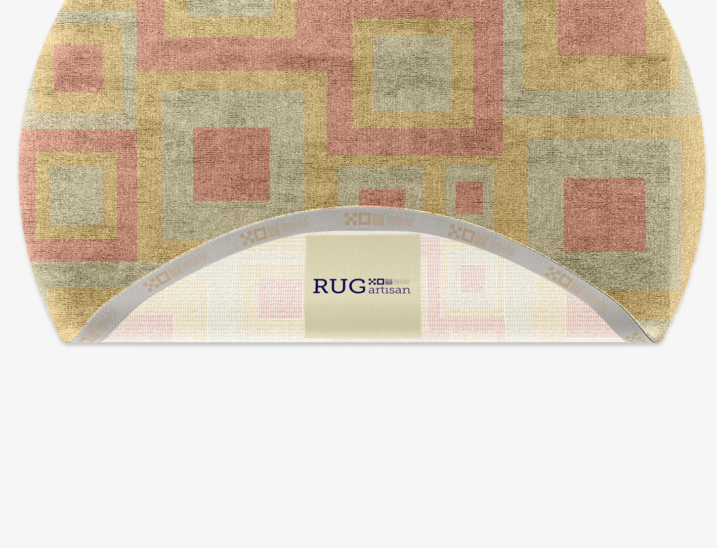 Quad Geometric Round Hand Knotted Bamboo Silk Custom Rug by Rug Artisan