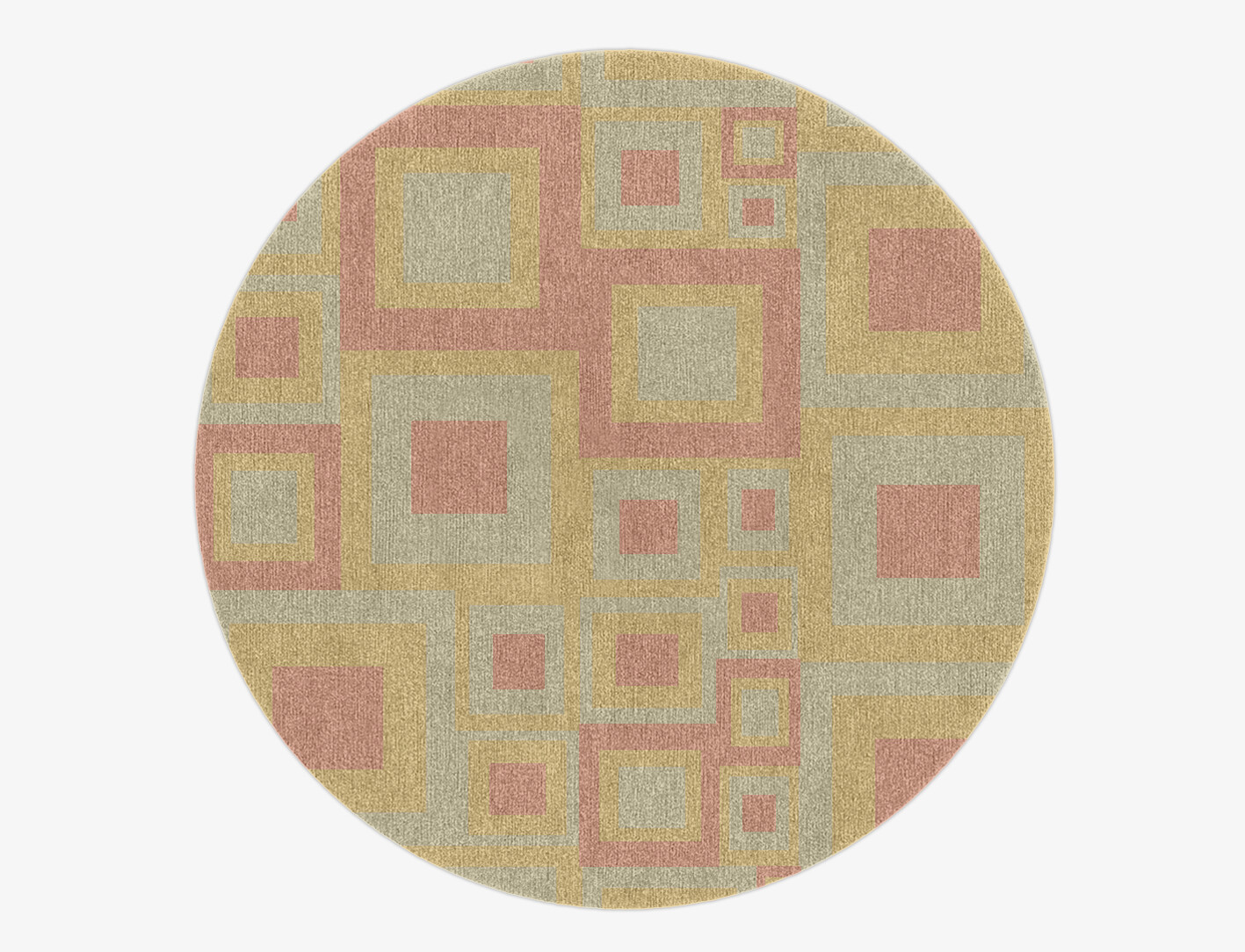 Quad Geometric Round Hand Knotted Tibetan Wool Custom Rug by Rug Artisan