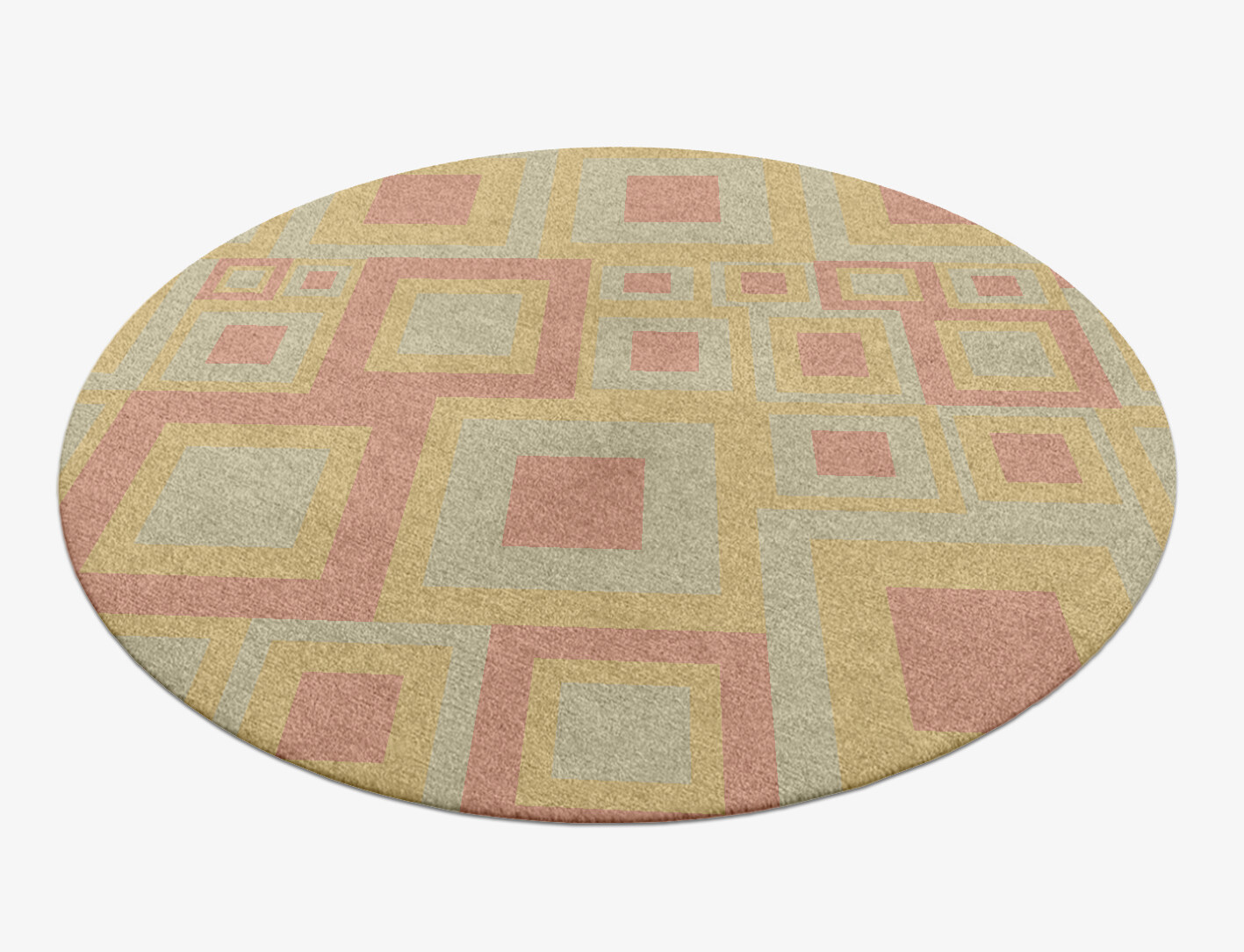 Quad Geometric Round Hand Knotted Tibetan Wool Custom Rug by Rug Artisan