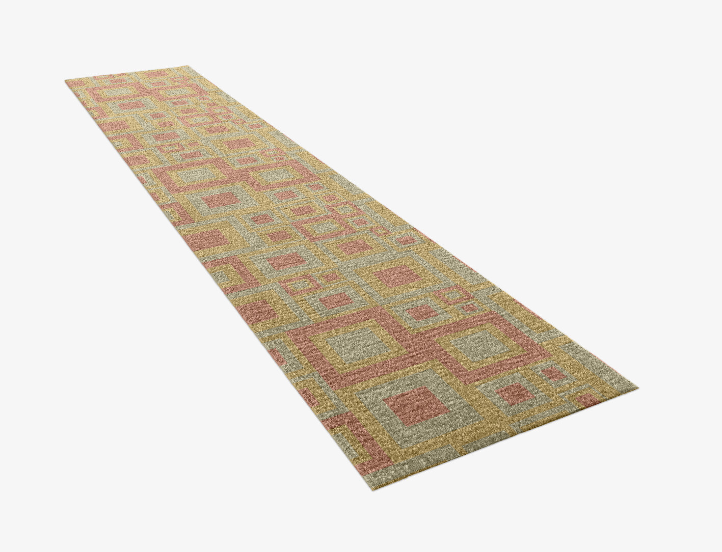 Quad Geometric Runner Hand Knotted Tibetan Wool Custom Rug by Rug Artisan