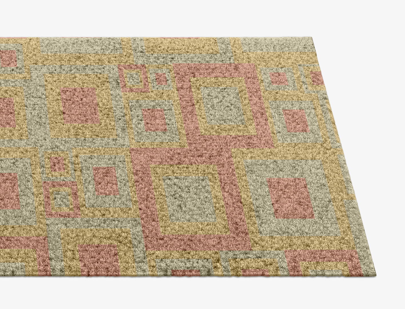 Quad Geometric Runner Hand Knotted Tibetan Wool Custom Rug by Rug Artisan