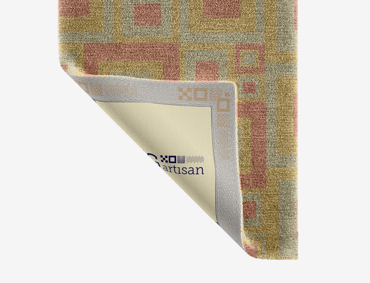 Quad Geometric Runner Hand Knotted Tibetan Wool Custom Rug by Rug Artisan