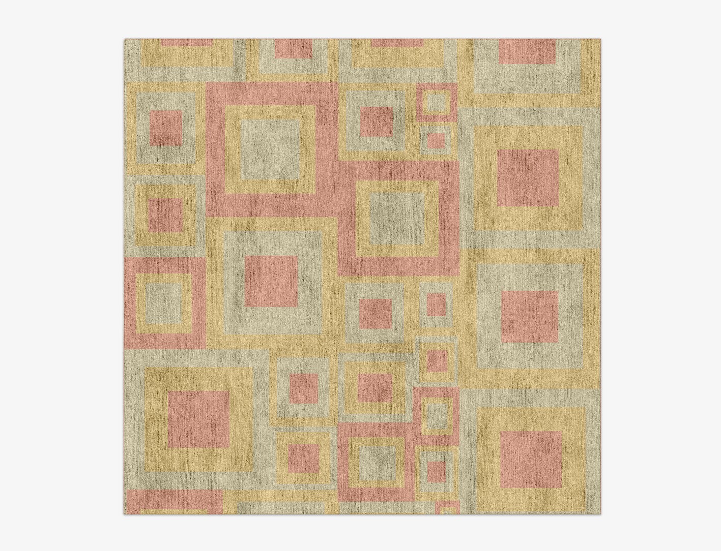 Quad Geometric Square Hand Knotted Bamboo Silk Custom Rug by Rug Artisan