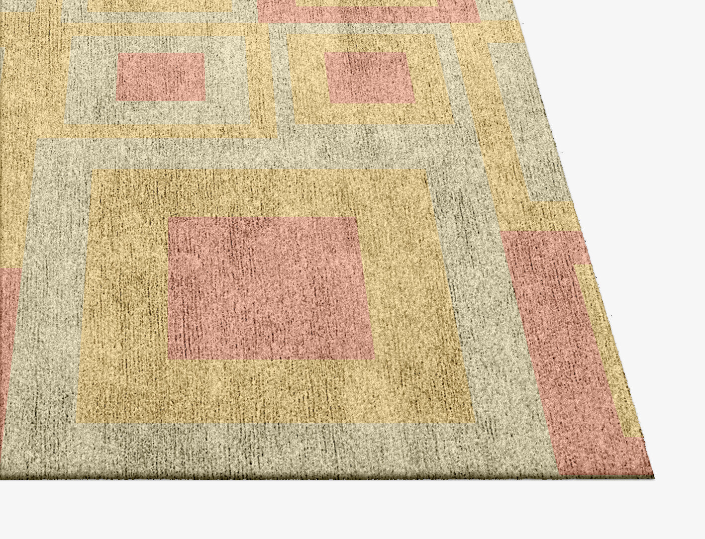 Quad Geometric Square Hand Knotted Bamboo Silk Custom Rug by Rug Artisan