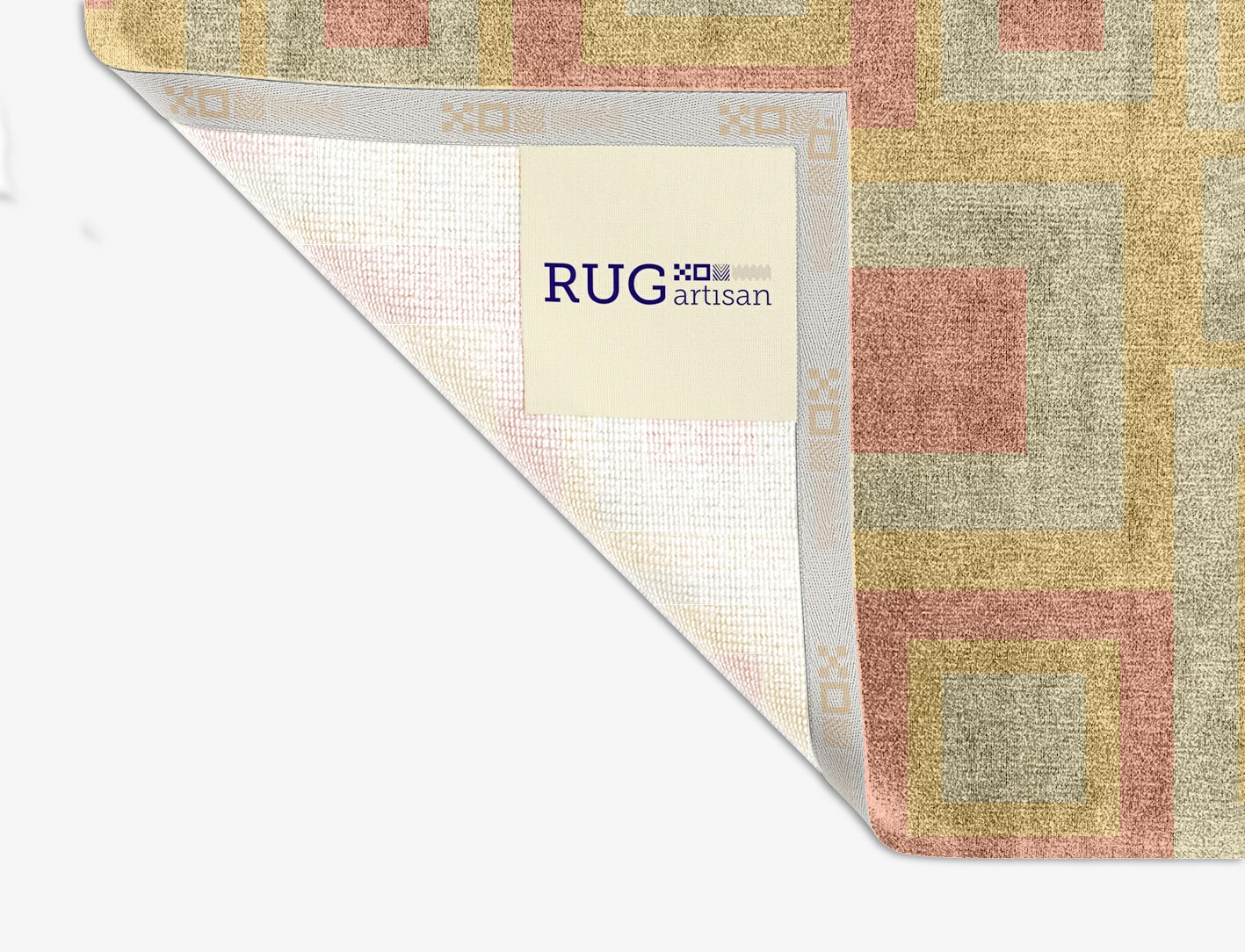 Quad Geometric Square Hand Knotted Bamboo Silk Custom Rug by Rug Artisan