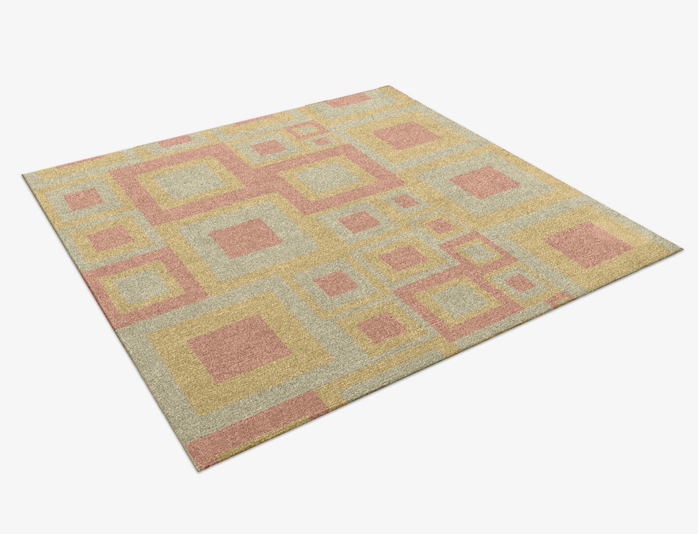 Quad Geometric Square Hand Knotted Tibetan Wool Custom Rug by Rug Artisan