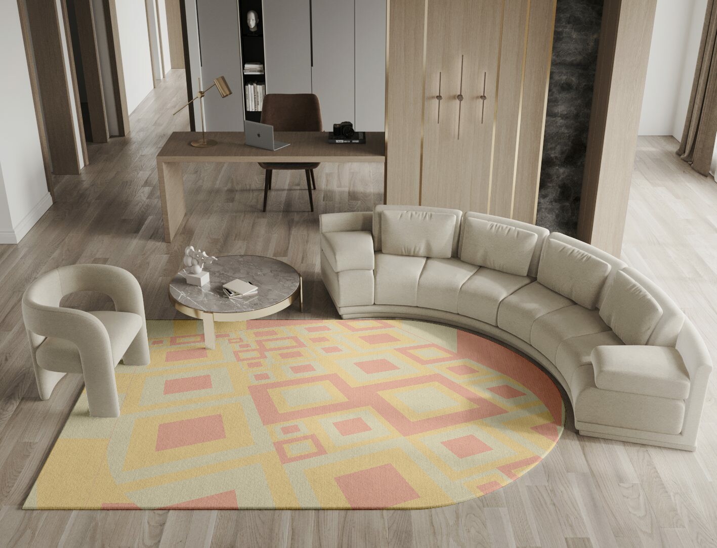 Quad Geometric Arch Hand Tufted Pure Wool Custom Rug by Rug Artisan