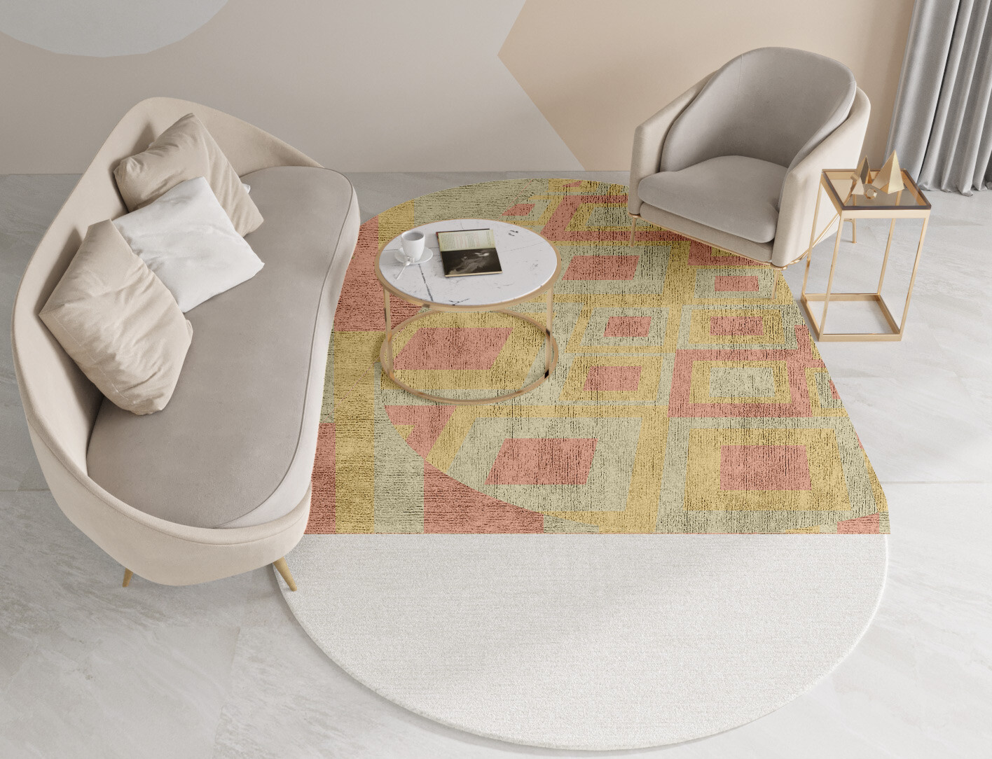 Quad Geometric Capsule Hand Tufted Bamboo Silk Custom Rug by Rug Artisan