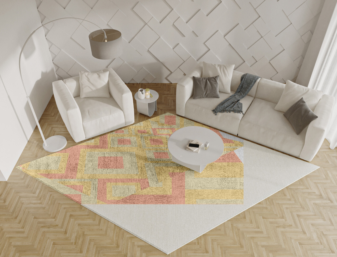 Quad Geometric Diamond Hand Tufted Bamboo Silk Custom Rug by Rug Artisan