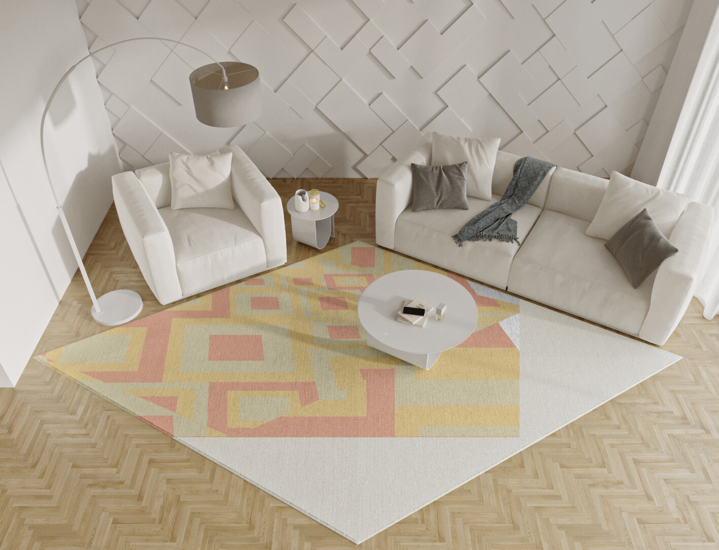 Quad Geometric Diamond Hand Tufted Pure Wool Custom Rug by Rug Artisan