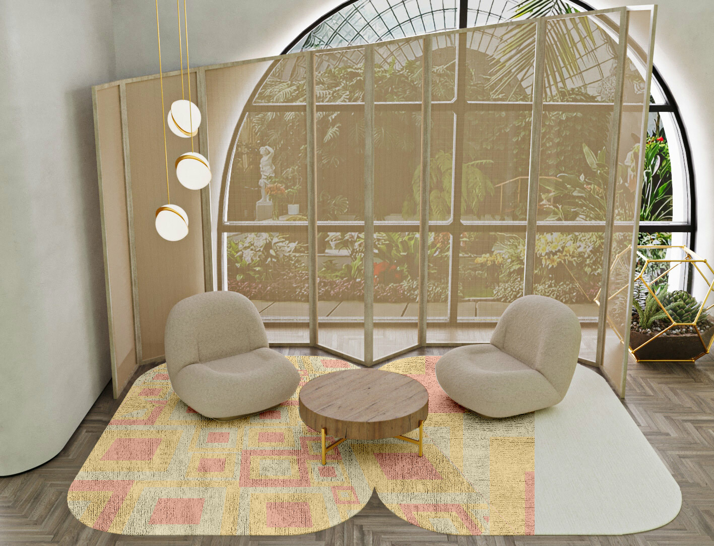 Quad Geometric Eight Hand Tufted Bamboo Silk Custom Rug by Rug Artisan