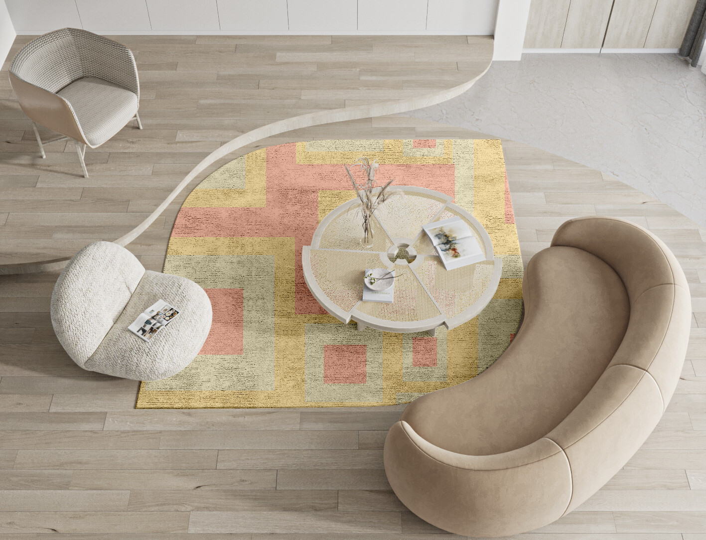 Quad Geometric Ogee Hand Tufted Bamboo Silk Custom Rug by Rug Artisan