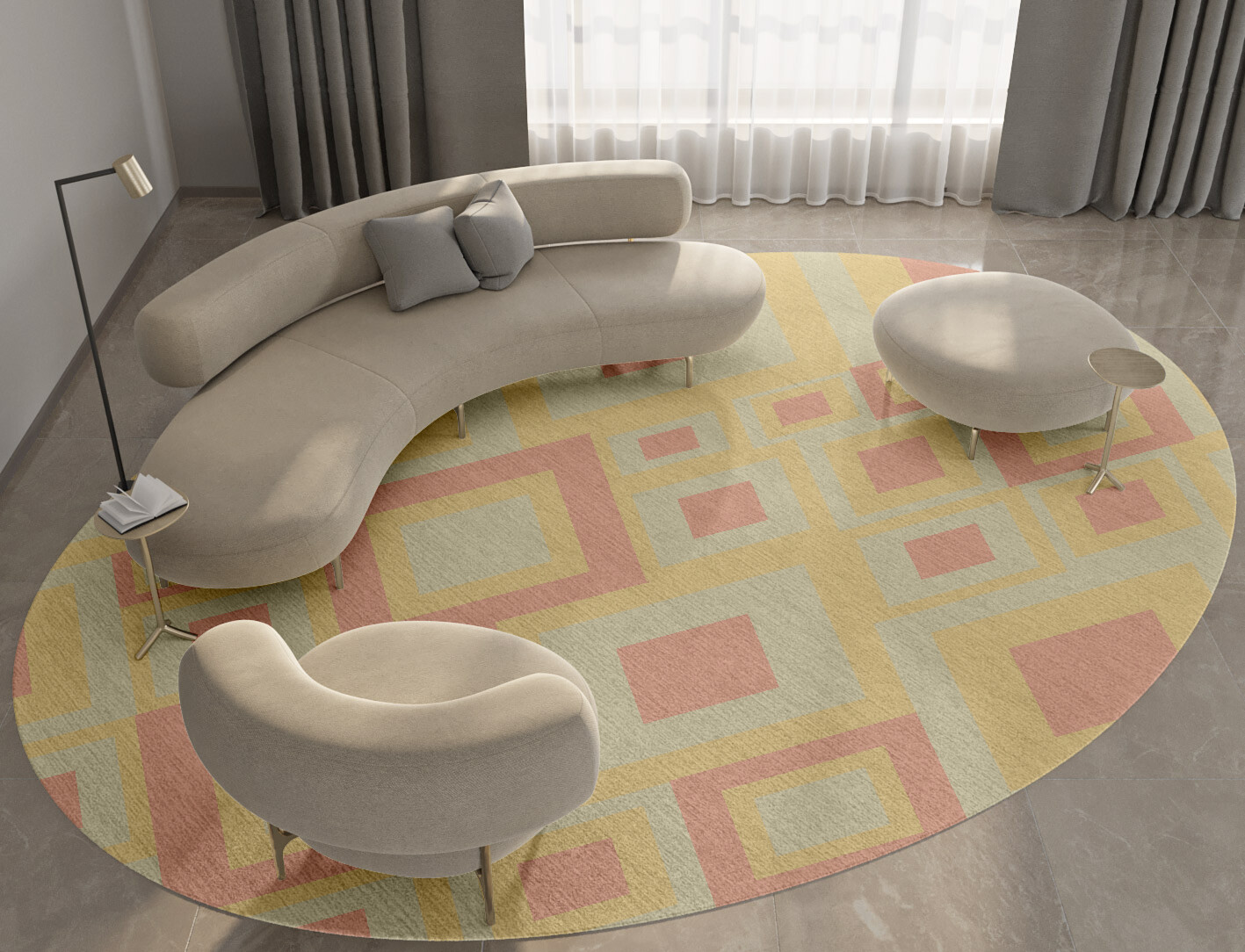 Quad Geometric Oval Hand Tufted Pure Wool Custom Rug by Rug Artisan