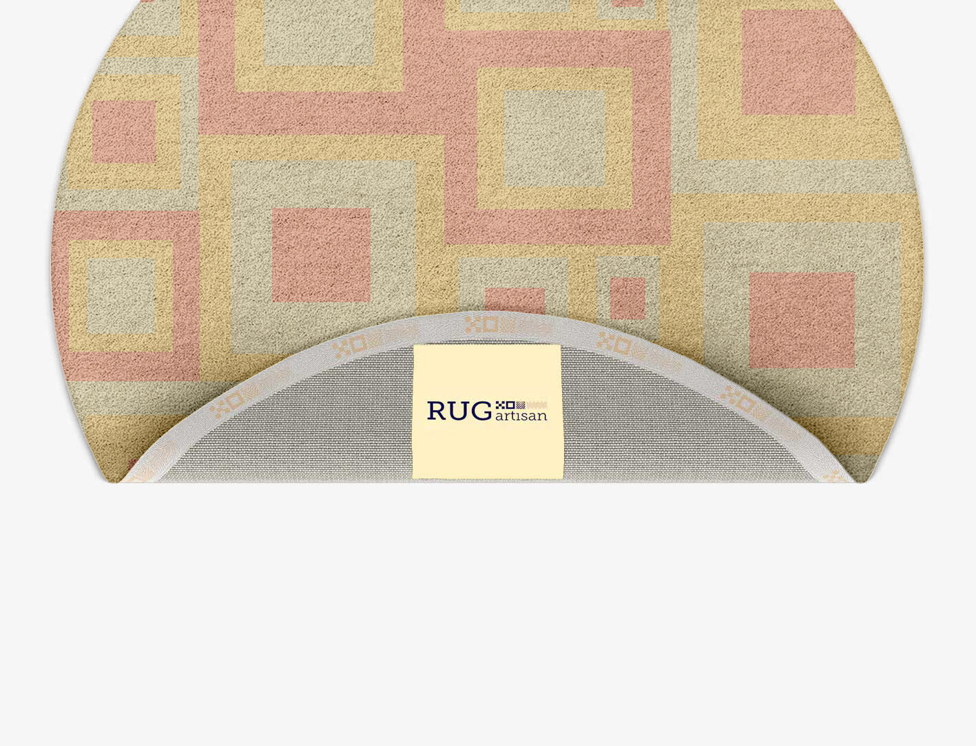 Quad Geometric Round Hand Tufted Pure Wool Custom Rug by Rug Artisan