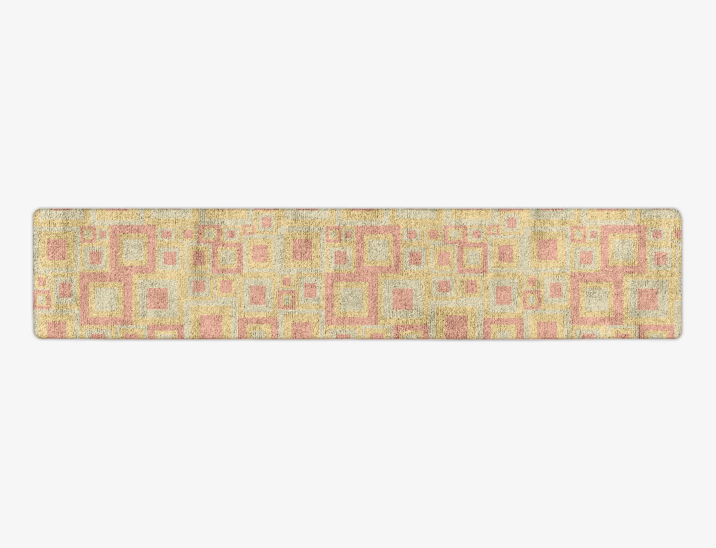 Quad Geometric Runner Hand Tufted Bamboo Silk Custom Rug by Rug Artisan