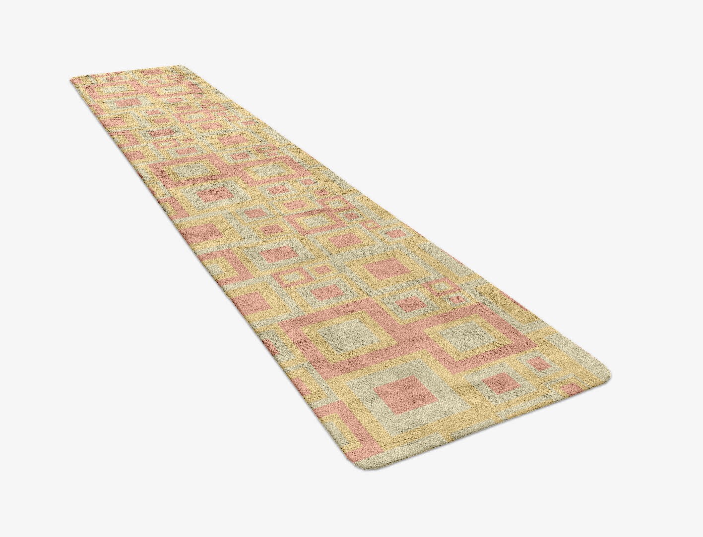 Quad Geometric Runner Hand Tufted Bamboo Silk Custom Rug by Rug Artisan