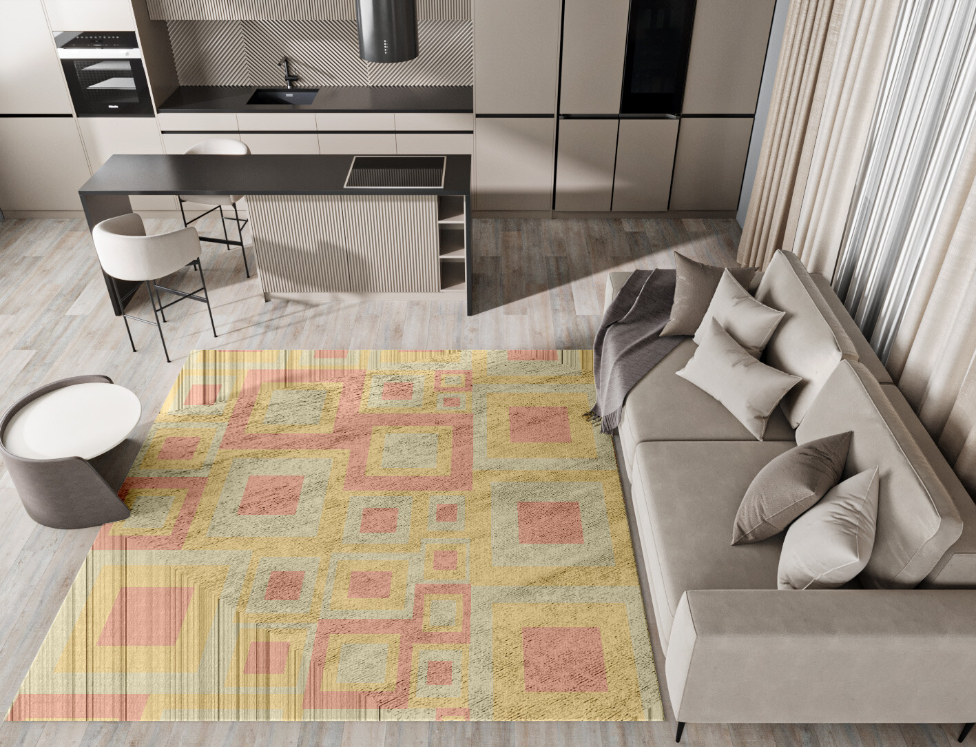 Quad Geometric Square Hand Tufted Bamboo Silk Custom Rug by Rug Artisan
