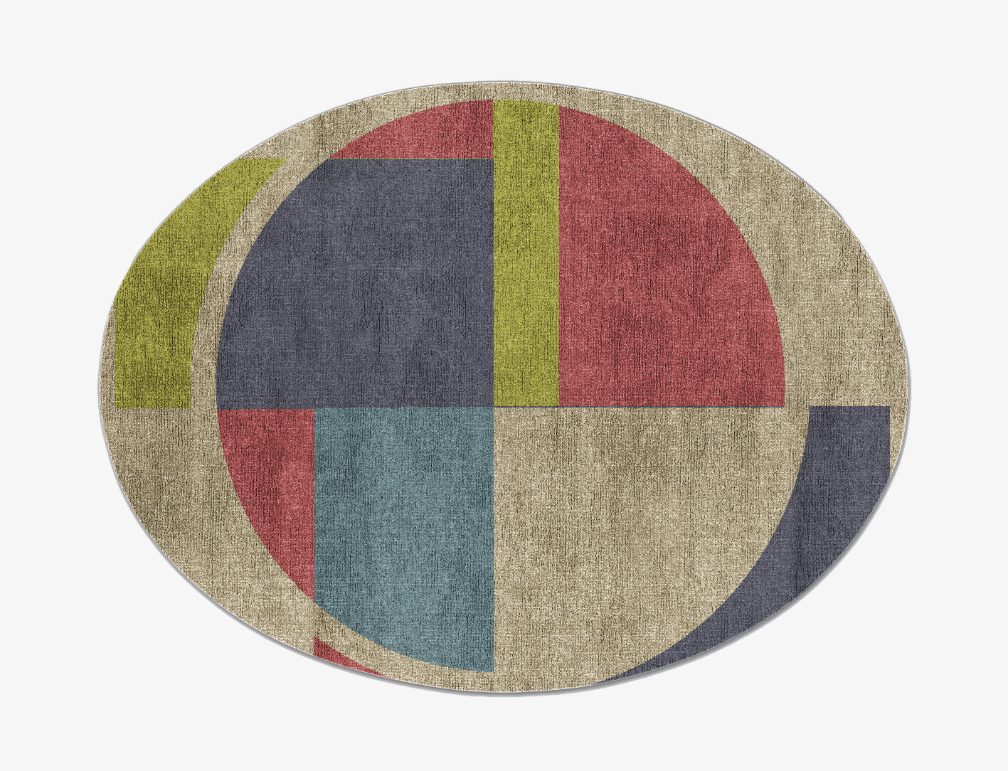 Quadrant Geometric Oval Flatweave Bamboo Silk Custom Rug by Rug Artisan