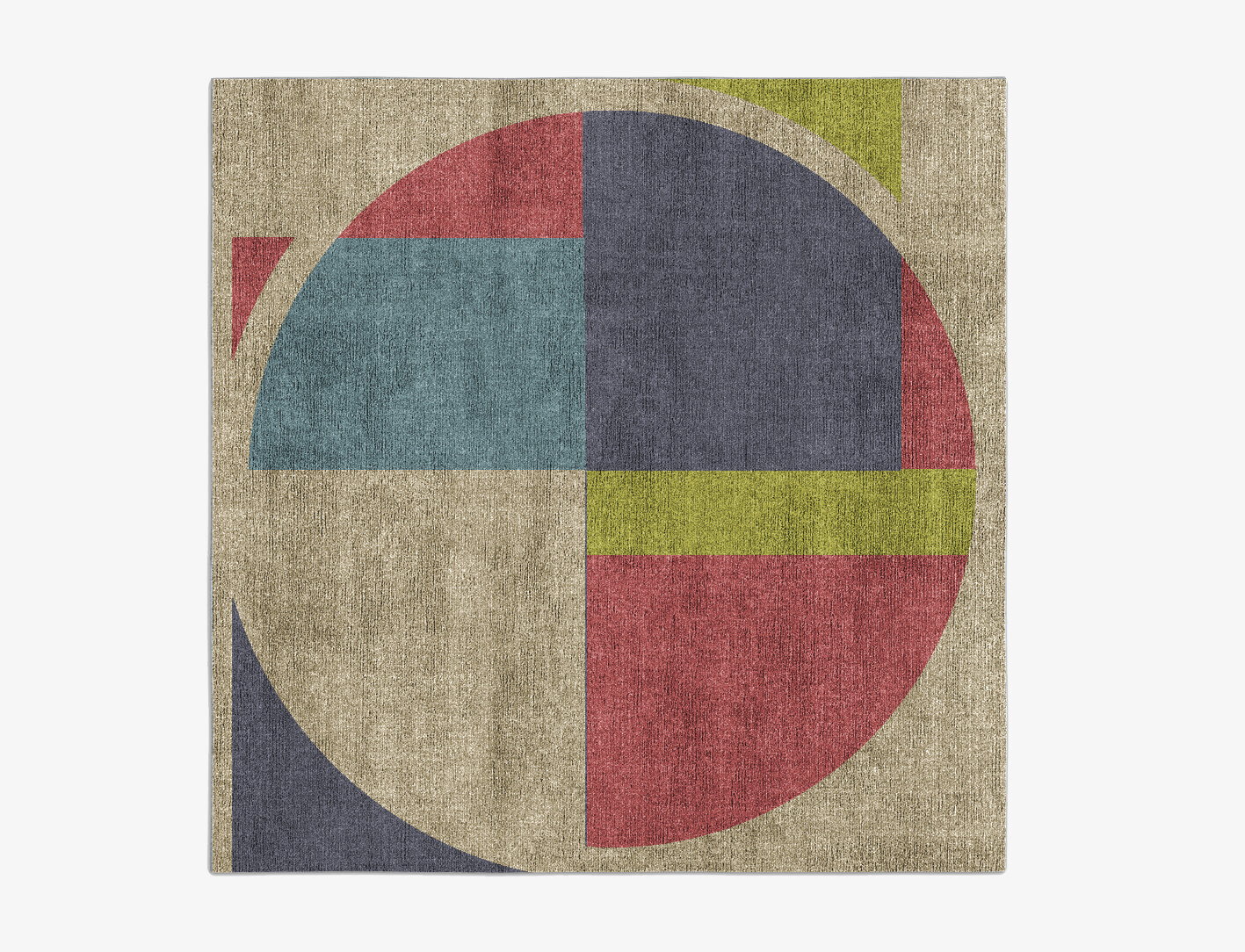 Quadrant Geometric Square Flatweave Bamboo Silk Custom Rug by Rug Artisan