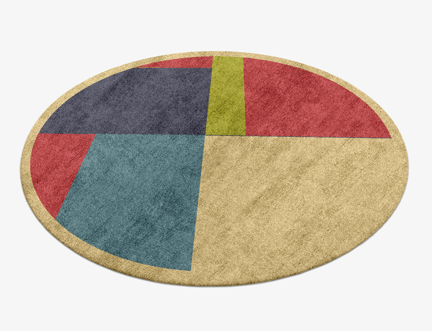 Quadrant Geometric Round Hand Knotted Bamboo Silk Custom Rug by Rug Artisan