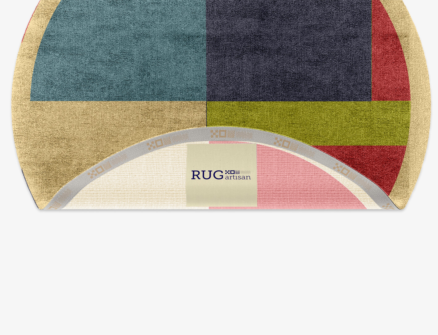 Quadrant Geometric Round Hand Knotted Bamboo Silk Custom Rug by Rug Artisan