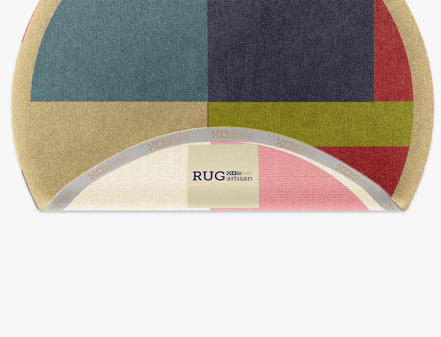 Quadrant Geometric Round Hand Knotted Tibetan Wool Custom Rug by Rug Artisan