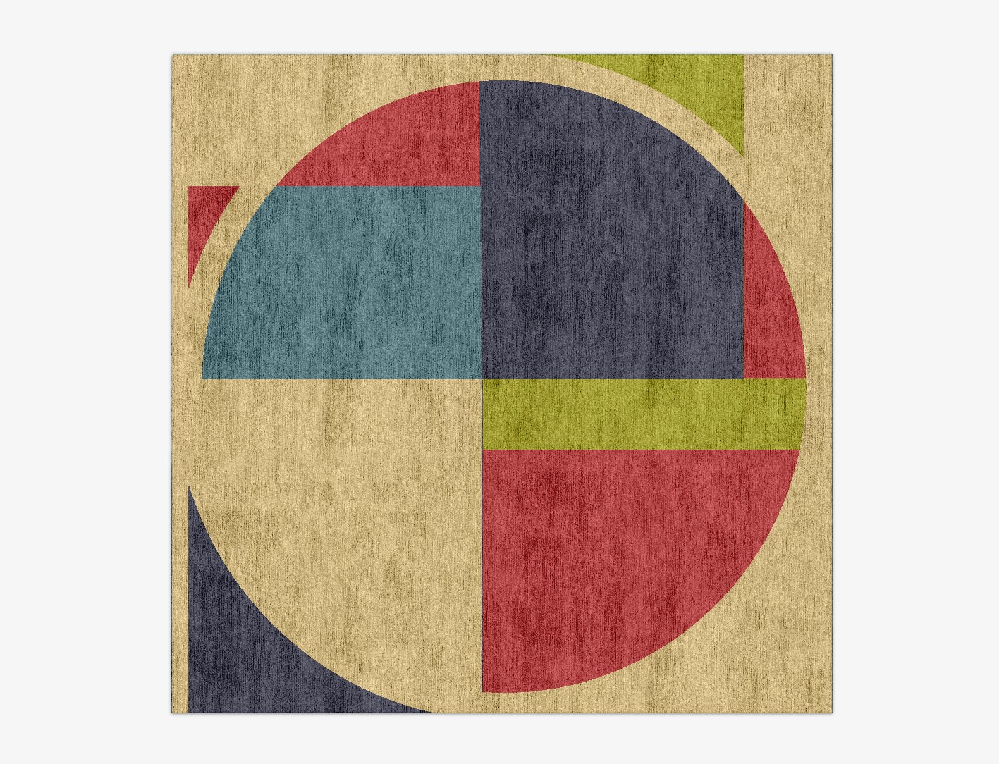 Quadrant Geometric Square Hand Knotted Bamboo Silk Custom Rug by Rug Artisan