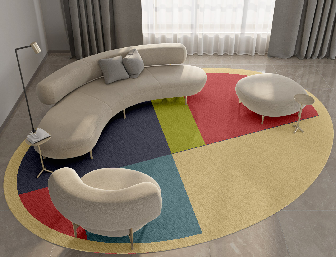 Quadrant Geometric Oval Hand Tufted Pure Wool Custom Rug by Rug Artisan