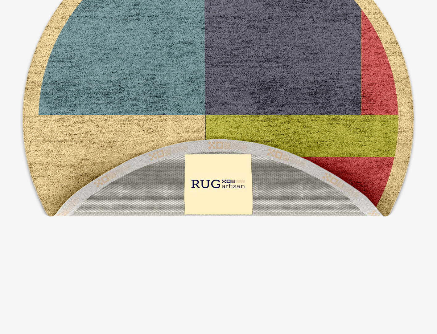 Quadrant Geometric Round Hand Tufted Bamboo Silk Custom Rug by Rug Artisan