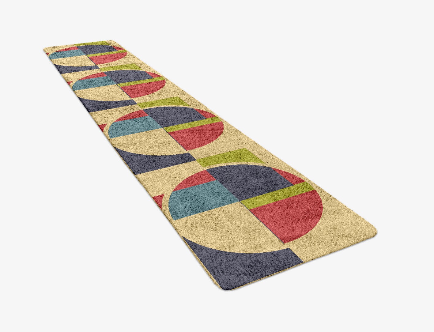 Quadrant Geometric Runner Hand Tufted Bamboo Silk Custom Rug by Rug Artisan