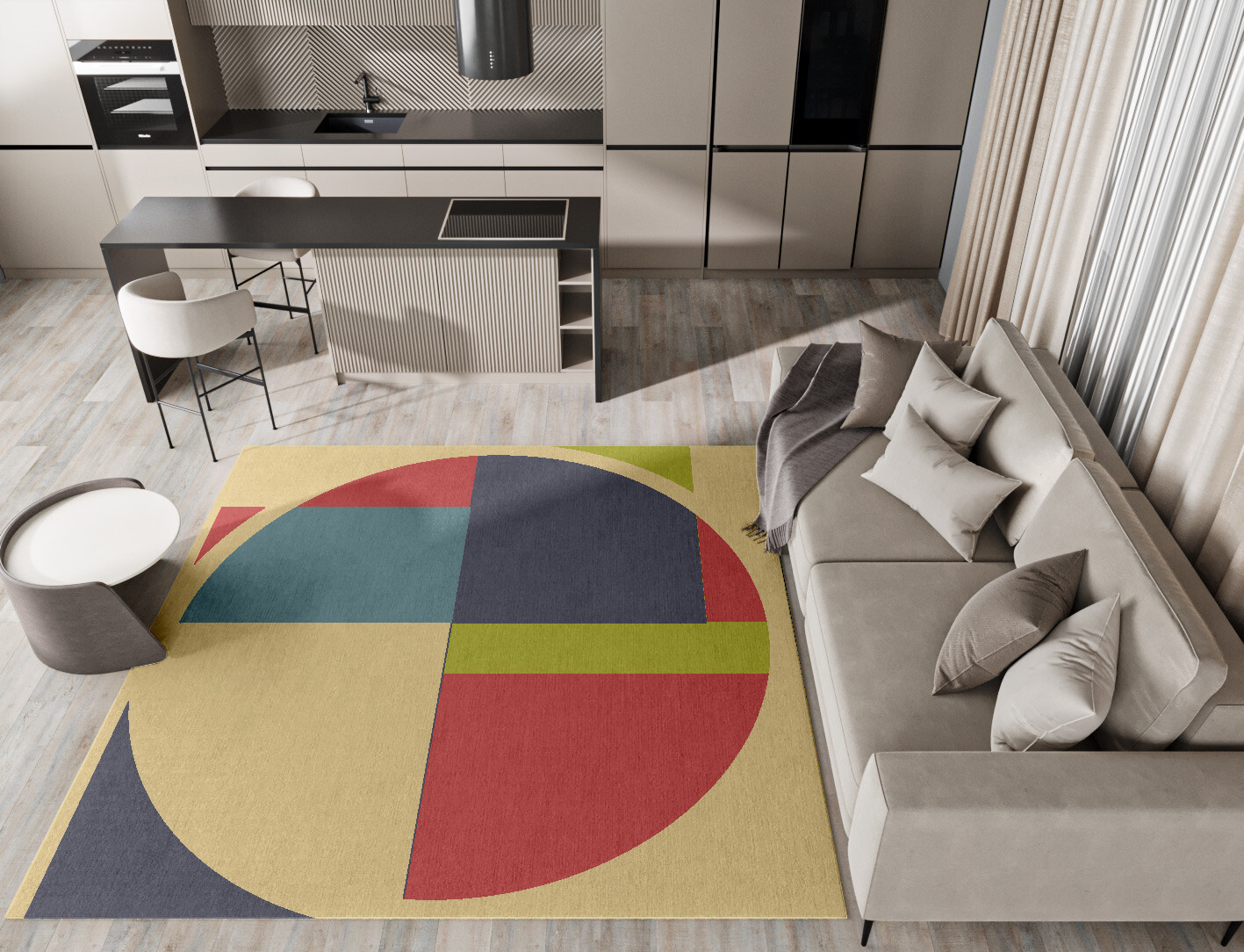 Quadrant Geometric Square Hand Tufted Pure Wool Custom Rug by Rug Artisan