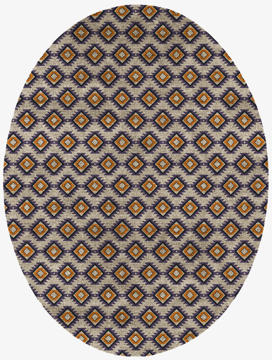 Qualla Geometric Oval Flatweave Bamboo Silk Custom Rug by Rug Artisan