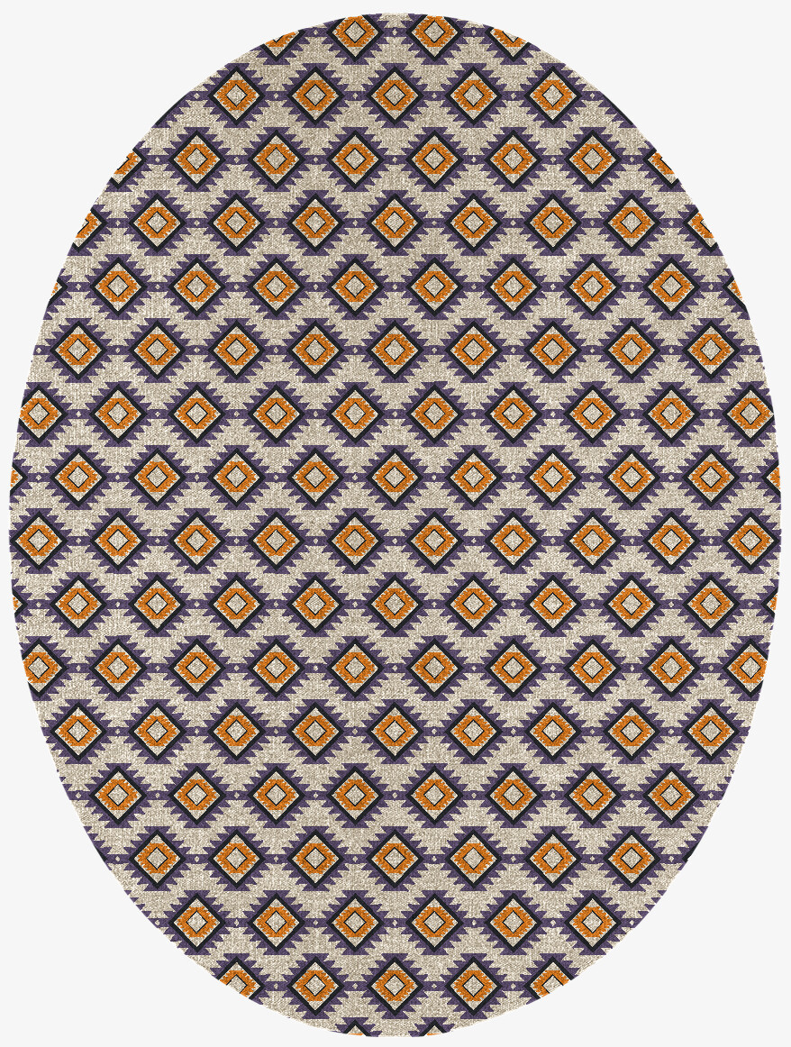 Qualla Geometric Oval Flatweave New Zealand Wool Custom Rug by Rug Artisan