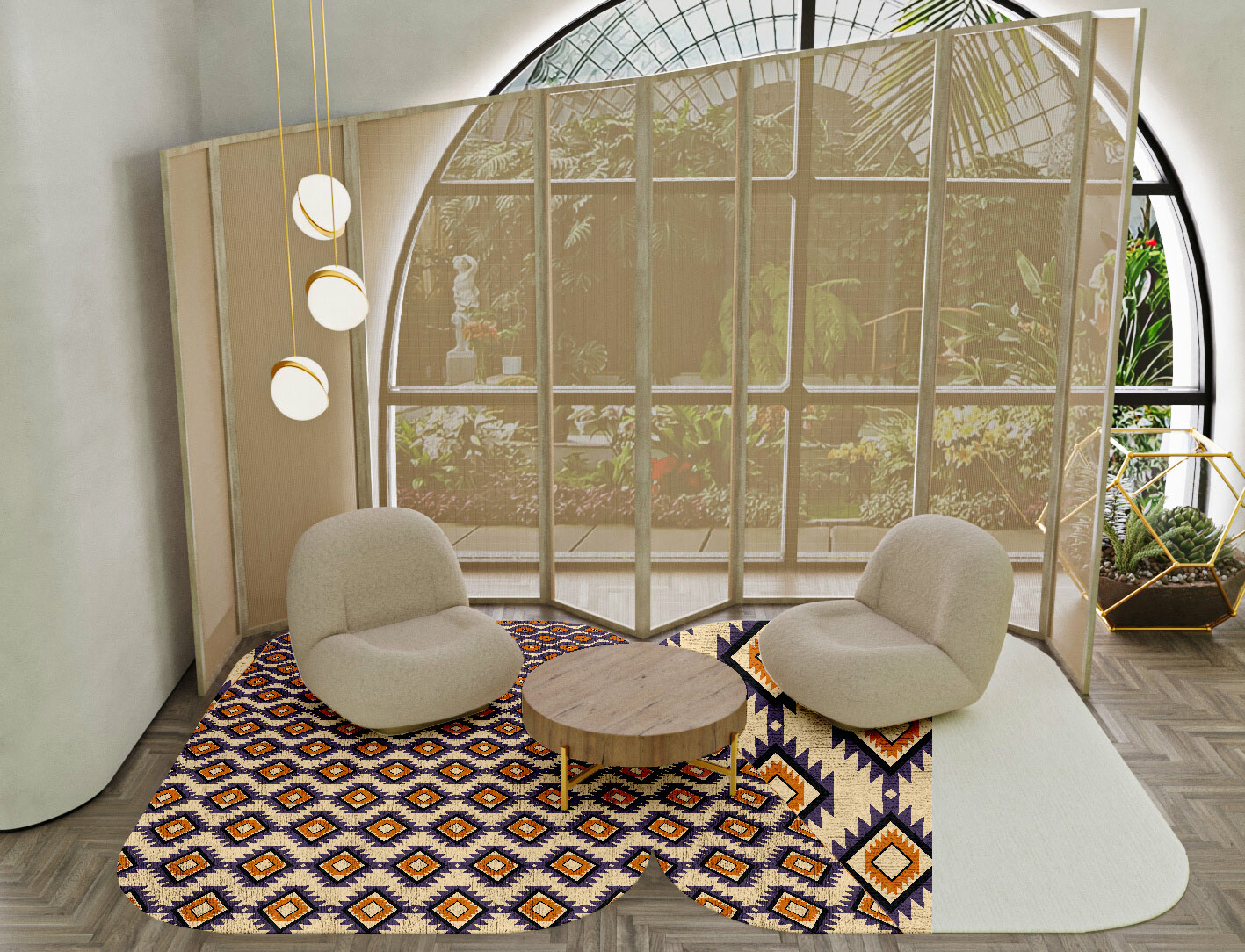 Qualla Geometric Eight Hand Knotted Bamboo Silk Custom Rug by Rug Artisan